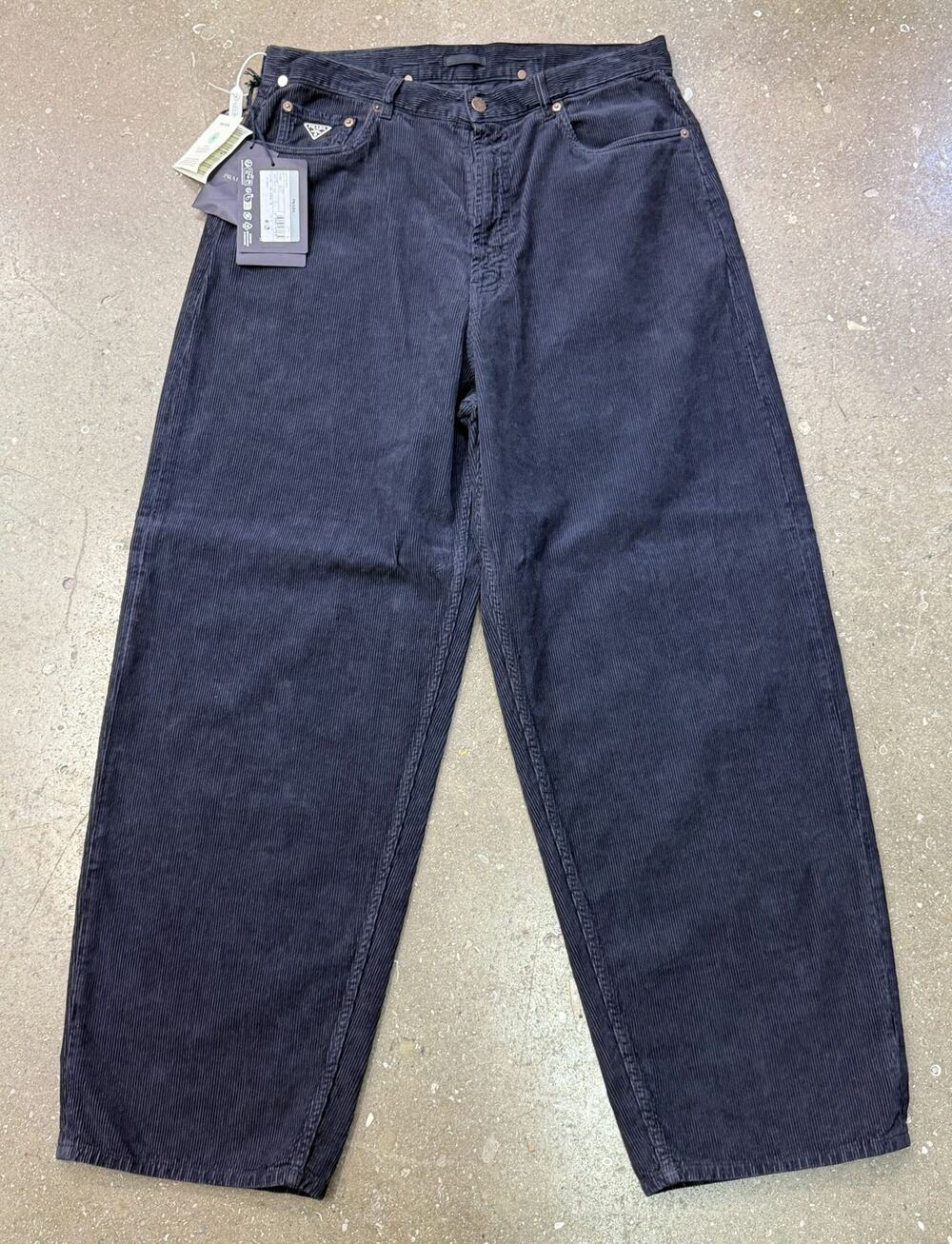 Prada Corduroy Navy Loose Fit Pants